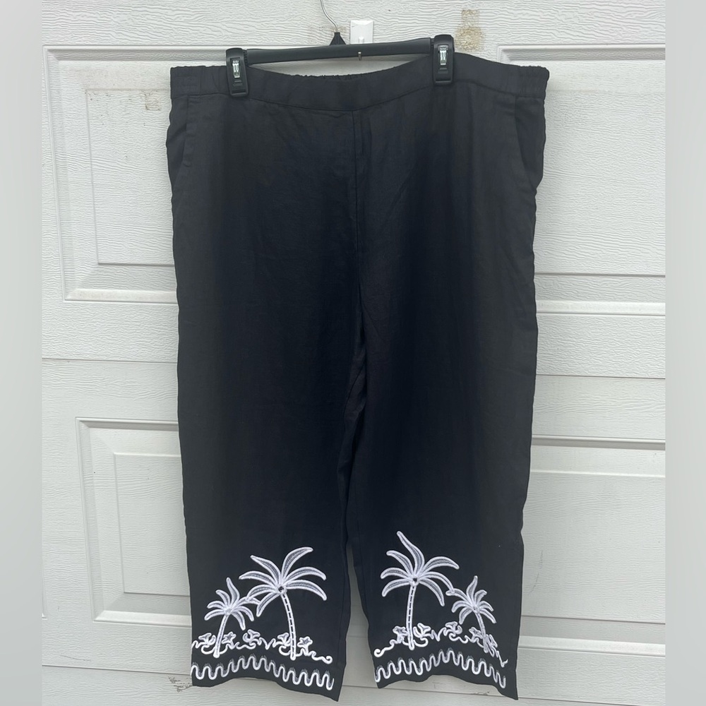Women's Charter club luxury linen ankle pants black XXL